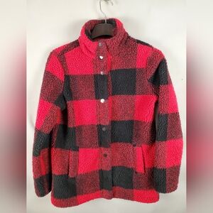 Maurices Women's Small Sherpa Buffalo Plaid Snap Button Coat Jacket Warm